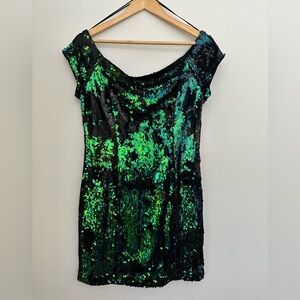 GUESS Sequin Off-The-Shoulder Dress